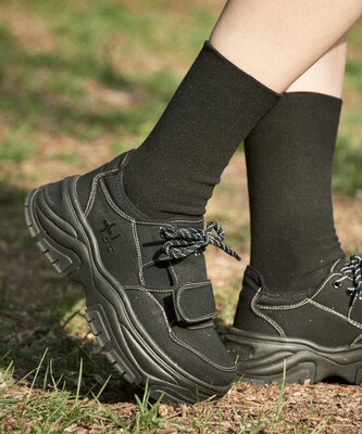 增高松糕方头休闲丑萌鞋老爹鞋