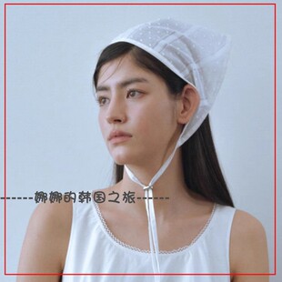 韩国代购 rockfish 三角方形头巾围巾白色圆点少女感穿搭时尚单品