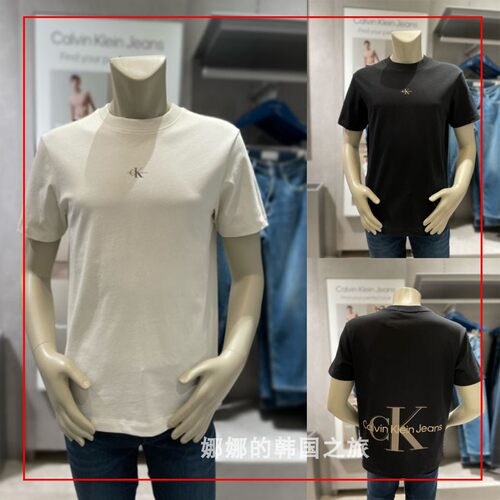 CK JEANS韩国代购直邮23春男圆领后背印花LOGO休闲短袖T恤J322757