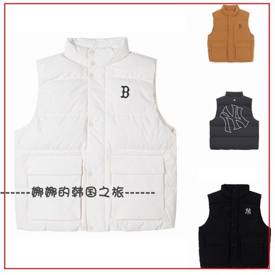 韩国代购MLB 纽约洋基队 24FW大LOGO鸭绒羽绒马甲男女款3ADVB0146