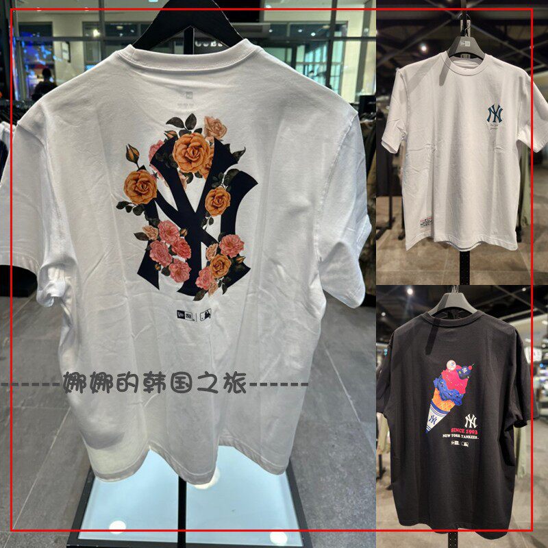 韩国代购New Era MLB 纽约洋基队宽松短袖T恤 男女同款  14179169