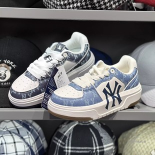 韩国代购MLB明星同款老花运动鞋男女鞋增高牛仔色子情侣潮板鞋子