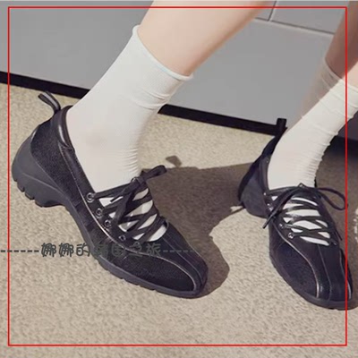 韩国代购rockfish 复古芭蕾风休闲鞋绑带增高4.5cm玛丽珍日常单鞋