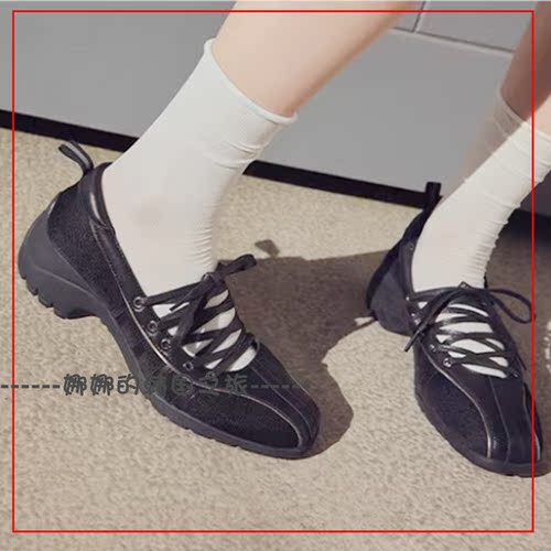 韩国代购rockfish 复古芭蕾风休闲鞋绑带增高4.5cm玛丽珍日常单鞋