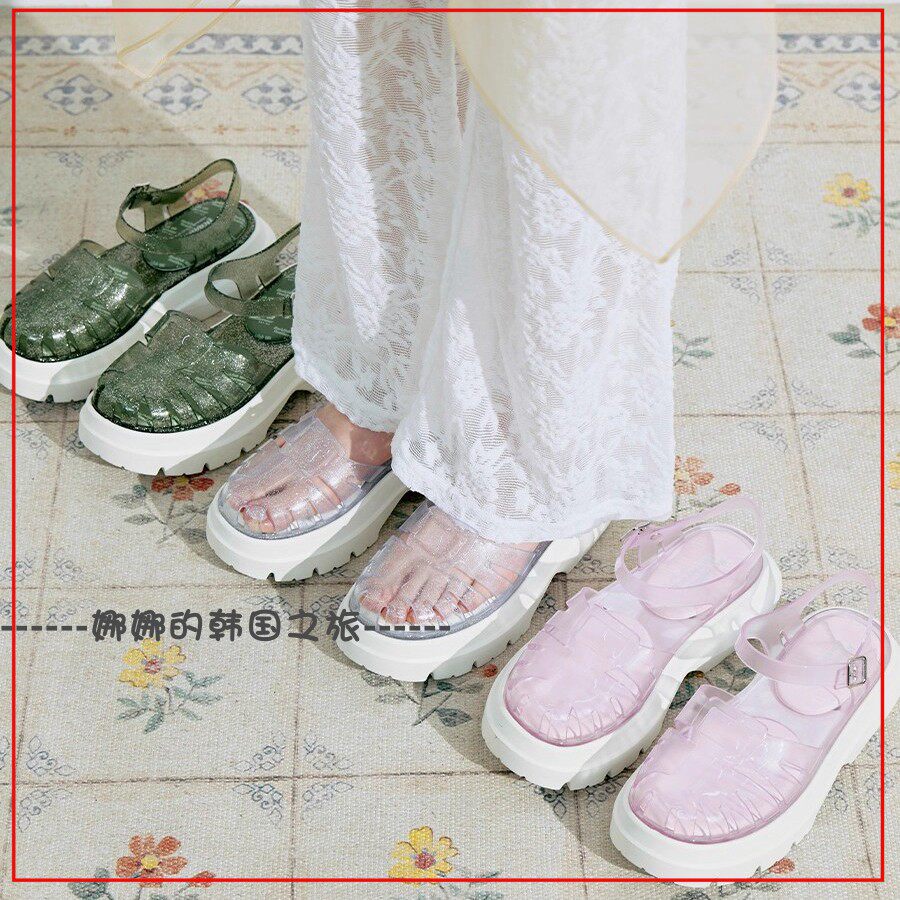 韩国代购rockfish透明空气鞋厚底休闲增高果冻鞋镂空罗马凉鞋夏女