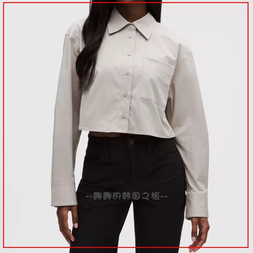 韩国代购lululemon Woven吸汗速干纯色衬衫短款上衣 LW3KKZS