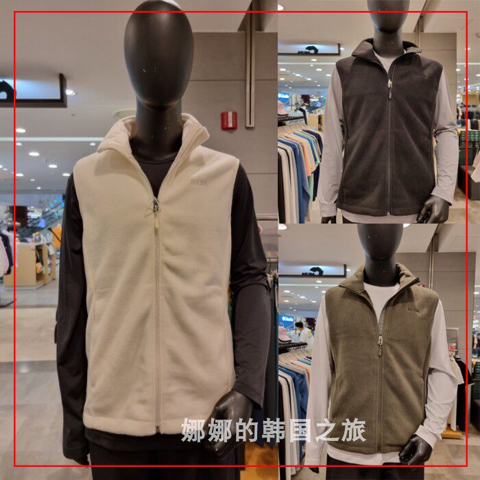 NEPA 韩国代购直邮22冬立领户外刺绣男款轻质抓绒保暖马甲7I76104