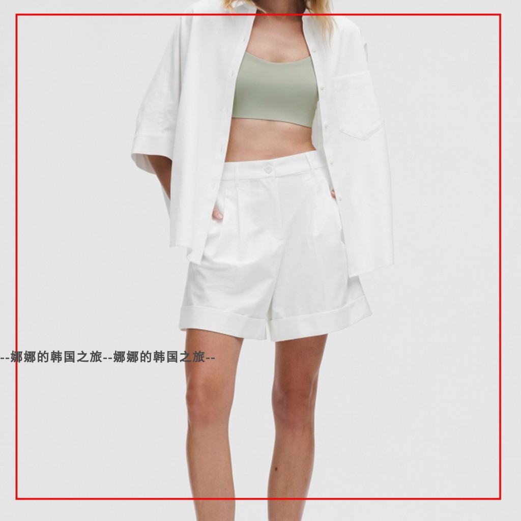 韩国代购lululemon LuluLinen 女士高腰短裤 6"简约休闲裤LW7DPLS