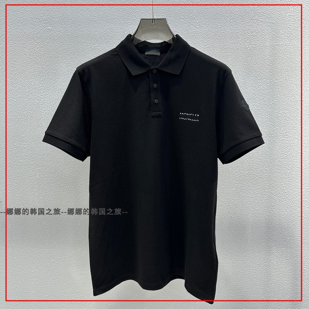 韩国代购Moncler盟可睐SS26黑标字母Logo徽标休闲短袖Polo衫男款