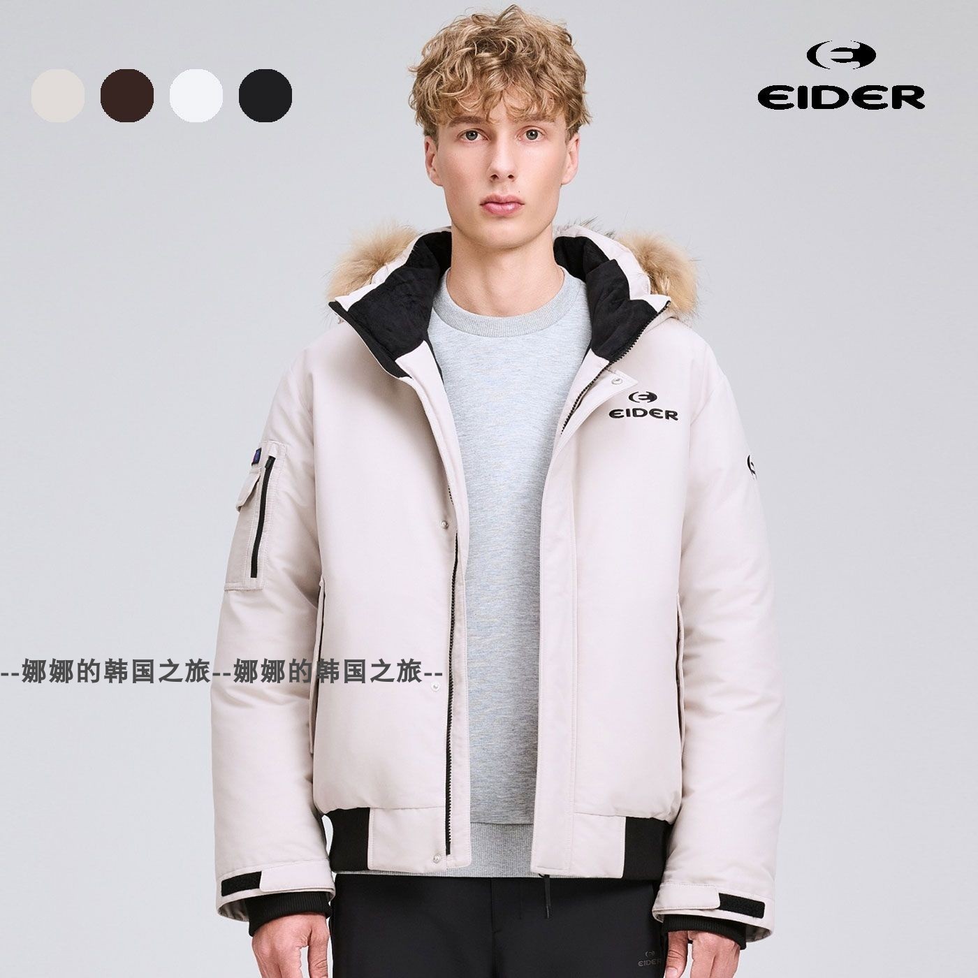 韩国代购EIDER 张元英同款加厚鹅绒羽绒服派克服男女同款DUW25551