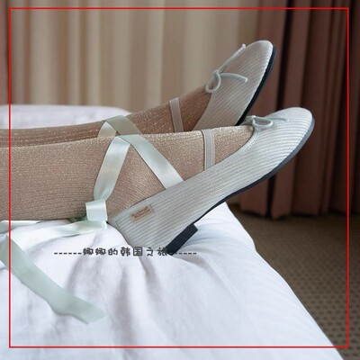 韩国代购rockfish女鞋春季蝴蝶结可爱芭蕾鞋玛丽珍单鞋 附送绑带