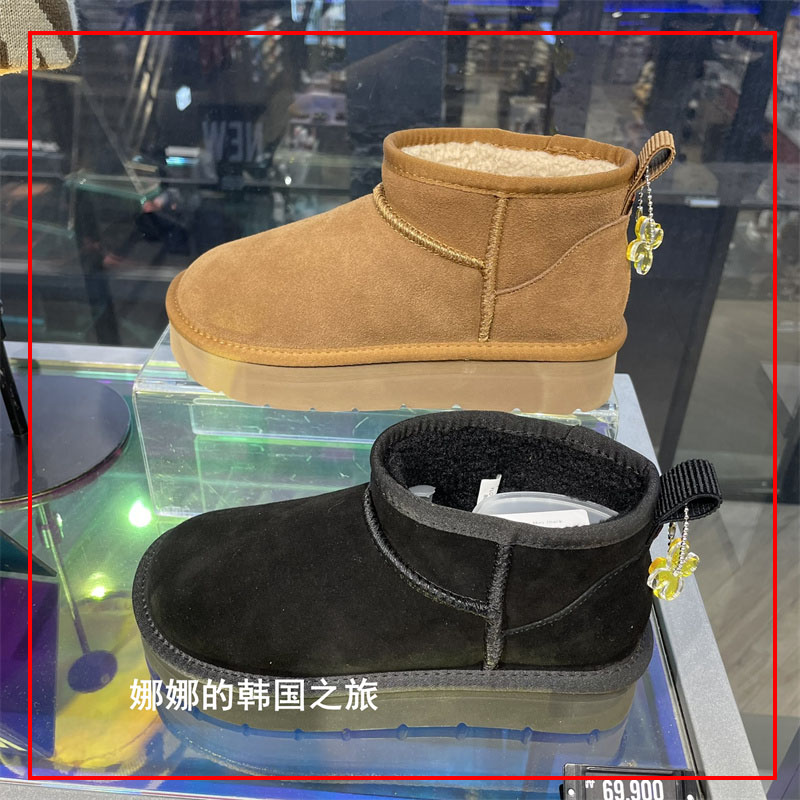 韩国直邮 otz 丑萌鞋 棉鞋低帮短靴增高厚底小花保暖雪地靴