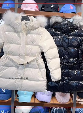 韩国代购MLB 女款毛领加厚女士腰带修身羽绒服外套3FDJB0326