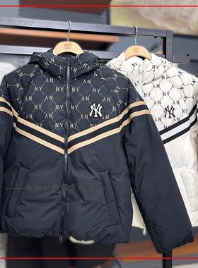 韩国代购MLB羽绒服男女保暖NY复古老花撞色时尚休闲外套3ADJM0746