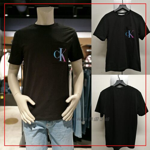 CK JEANS 韩国代购直邮 22秋圆领休闲印花渐变LOGO短袖T恤J321660