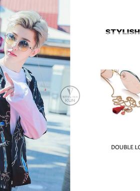 韩国蔡徐坤黄明昊同款链条墨镜