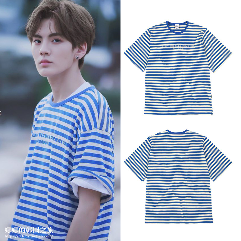 偶像练习生毕雯珺！韩国代购GOZER正品18夏条纹短袖T恤半袖海魂衫