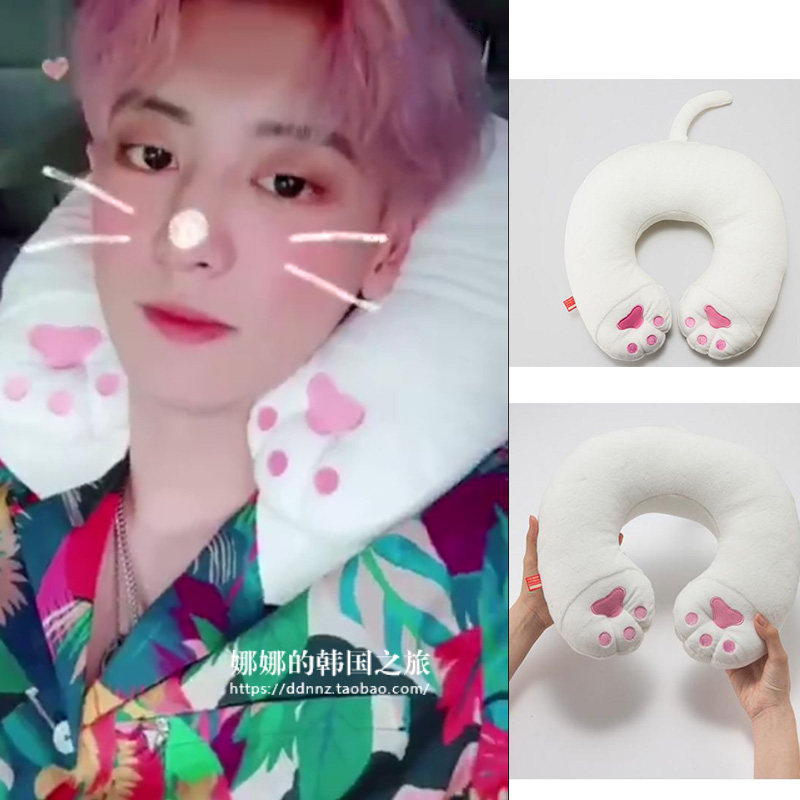 韩国正品代购PANDAKAT猫爪猫咪颈枕 U型枕 U形枕 EXO 朴灿烈同款
