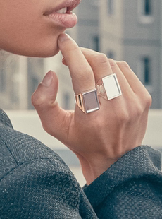 韩国正品代购#NUMBERING设计师品牌可调男女时尚方形镜面造型戒指