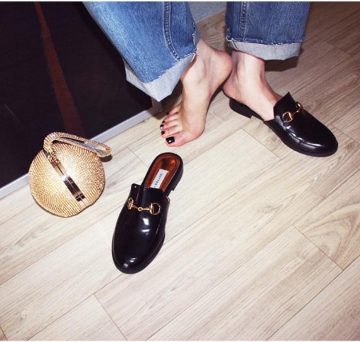 韩国乐福鞋手工定制扣环拖鞋正品