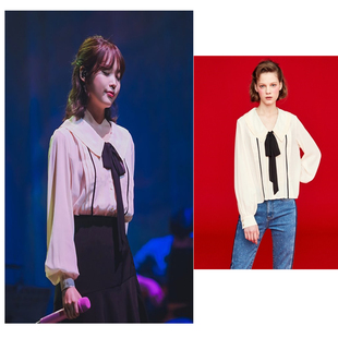 韩国正品代购Johnny hates jazz宫廷泡泡袖蝴蝶结IU同款雪纺衬衫