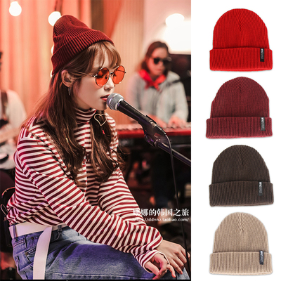 IU韩国同款简约纯色潮牌针织帽