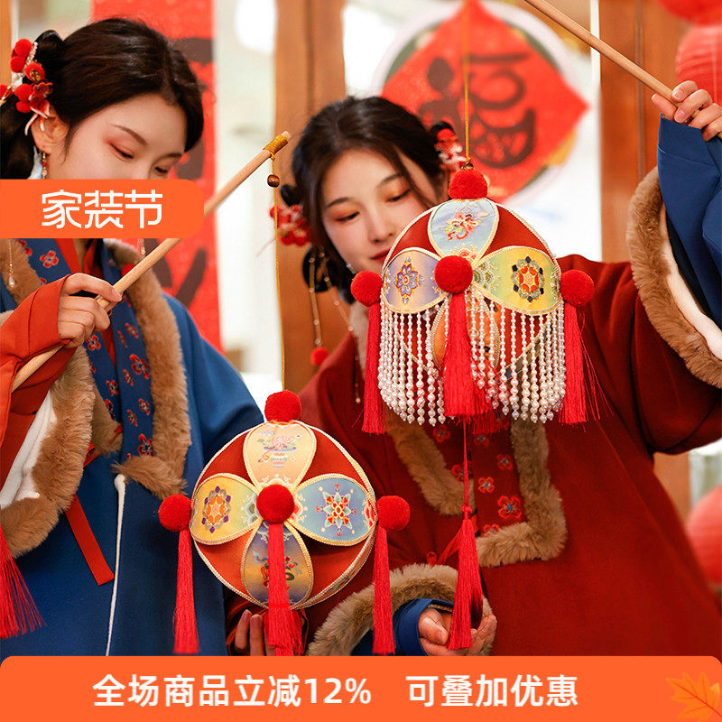 古风滚灯材料包新年小竹编布灯笼