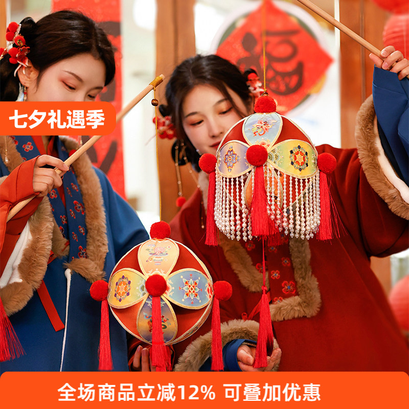 古风滚灯材料包新年小竹编布灯笼