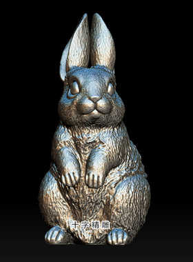 兔子stl圆雕图模型zb动物317把件maya根付max生肖3d打印精雕