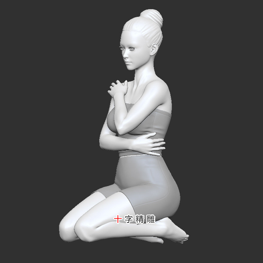 美女stl圆雕图跪姿坐姿三维模设计素材/源文件
