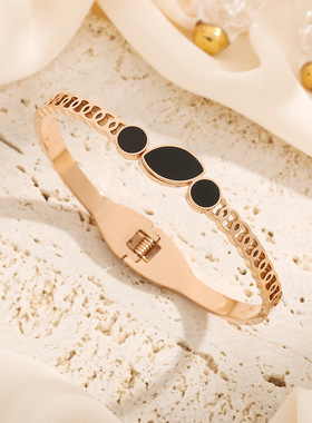 欧美几何钛钢女士手镯百搭