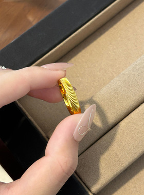 新中式爆款猫眼纹戒指女简约气质感波光粼粼百搭复古食指对戒