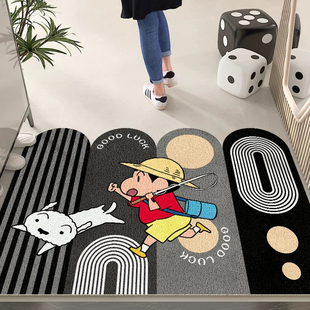 蜡笔小新黑白入户门地垫卡通门口耐磨丝圈除尘耐脏免洗防滑垫