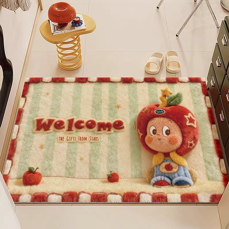 星星人地垫创意毛绒丝圈pvc进门垫除尘耐脏玄关门口地毯耐磨脚垫,居家布艺,入户地垫,淘宝优惠券,粉丝福利购,淘宝优惠卷