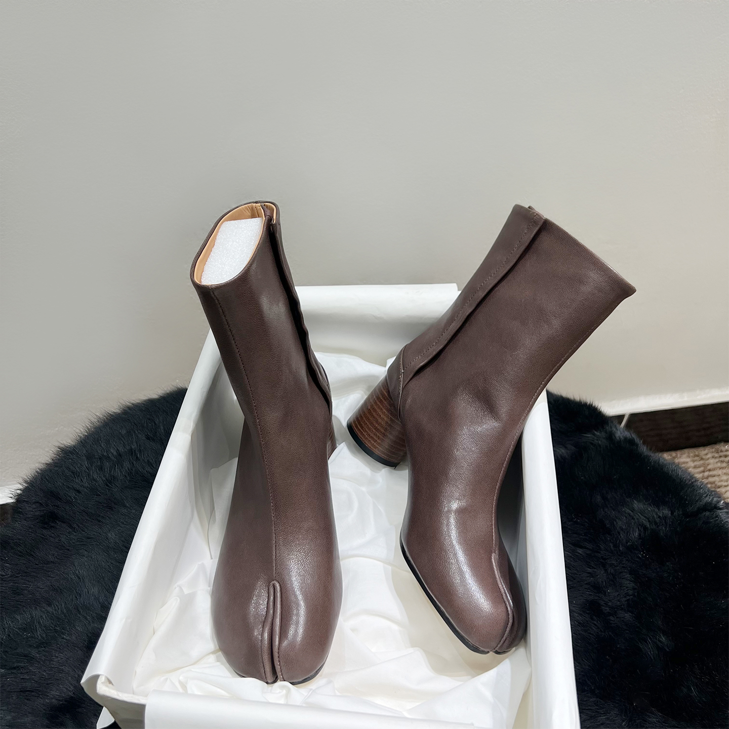 tabi分趾鞋女6cm粗跟马丁靴