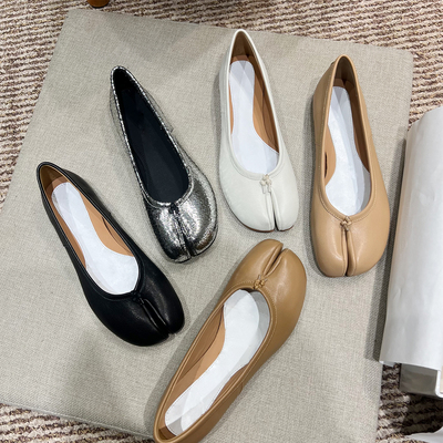 马吉tabi分趾鞋女宅女同款小皮鞋