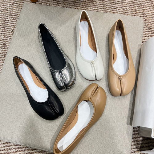 马吉tabi分趾鞋女宅女同款小皮鞋