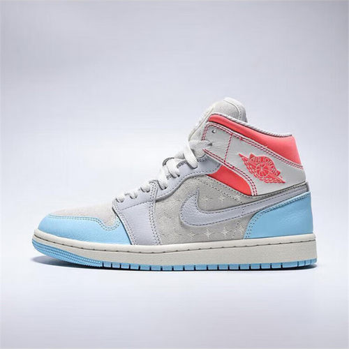 NIKE/耐克 女子复古AJ1板鞋蓝灰星星鞋中帮休闲运动鞋IM7420-133