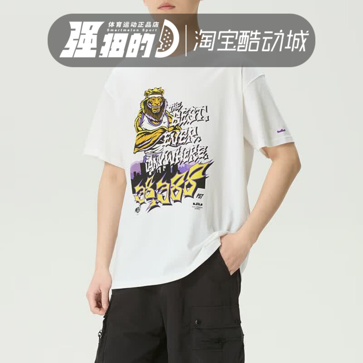 NIKE/耐克 男子詹姆斯狮王印花篮球纯棉运动短袖T恤 IH8576-100