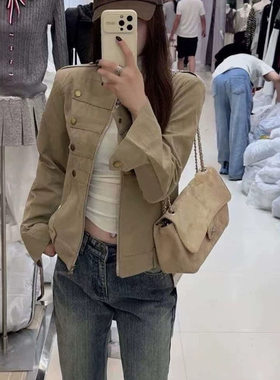 设计感复古立领外套女2026早秋新款韩版宽松休闲百搭拉链夹克上衣