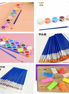 3ml6色8色12色连体丙烯颜料加宽勾线笔刷8色雪花泥小脚丫调色盘