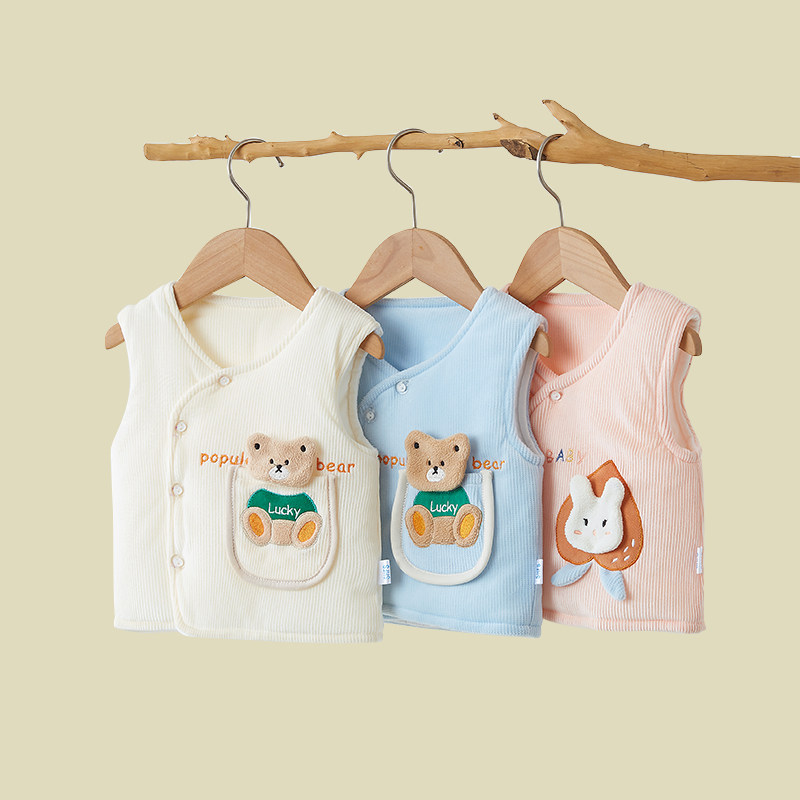 秋冬季儿童马甲宝宝背心薄外套男童女童夹棉卡通马夹洋气婴儿坎肩
