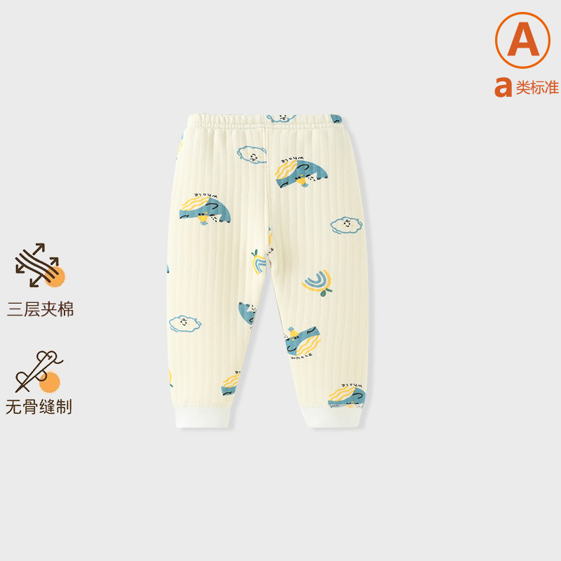 薄夹棉三层保暖裤男女童卡通宝宝