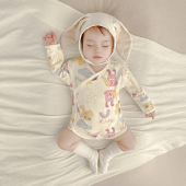 春秋新生儿婴儿爬服纯棉长袖 包屁衣男女宝宝哈衣连体衣护肚子睡衣