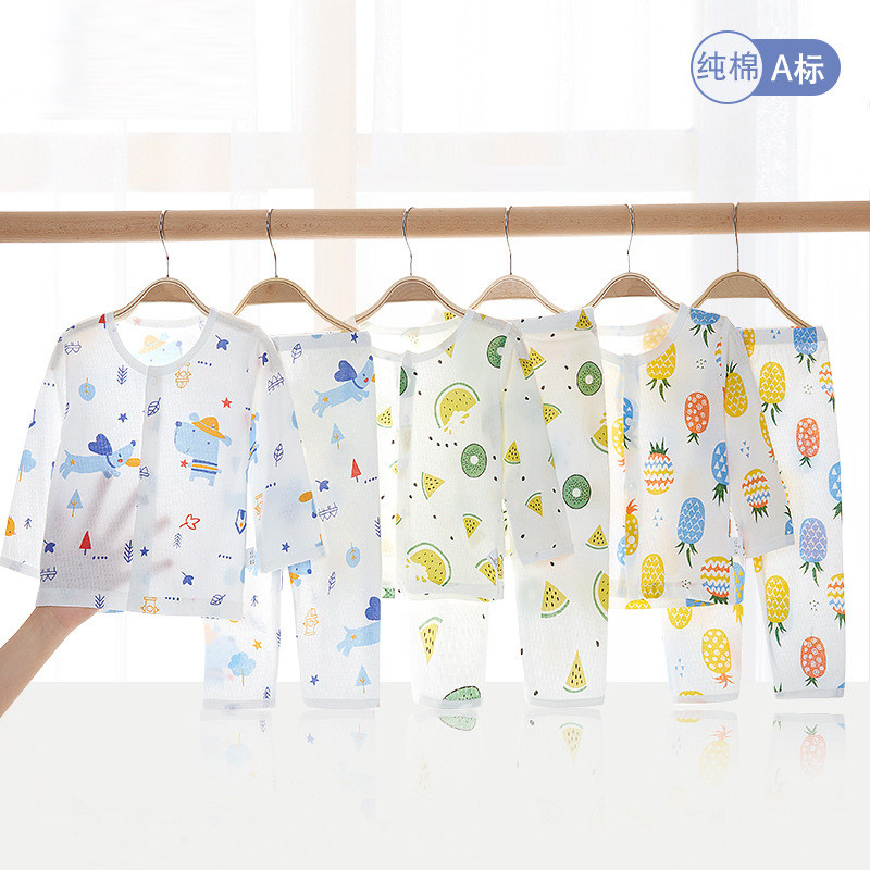 夏季薄款纯棉卡通空调服睡衣宝宝