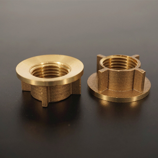 全铜4分固定螺母接头单冷水龙头直角螺帽双孔双联内锁紧配件黄铜