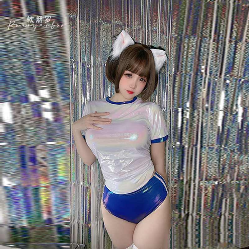 二次元藍白ML鐳射學院風體操服