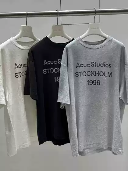 AC Style 25SS Acuc Letter Print Distressed Vintage Short-Sleeve T-Shirt Oversized Top Unisex Streetwear