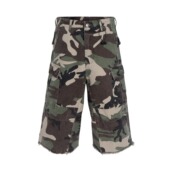 宽松口袋低腰七分男女同款 夏季 重工复古迷彩工装 短裤 巴黎风格 美式