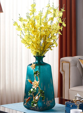 欧式珐琅彩干花摆件客厅桌面花瓶家用餐桌个性装饰品玄关台面摆台